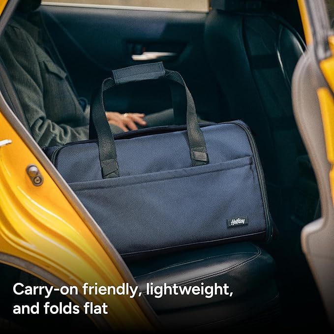 Halfday Convertible 2-in-1 Premium Garment Duffel Weekender Bag 45L | Wrinkle-Free Travel, Hanging Suit Compartment, Shoe Pockets, Trolley Sleeve. Balistic Nylon Carry-On, Pacific
