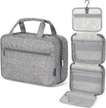 PAVILIA Hanging Toiletry Bag Travel Bag Women Men, Foldable Cosmetic Organizer, Roll up Makeup Bag, Water Resistant Accessories Toiletries, Large Travel Essentials Kit (Heather Grey)