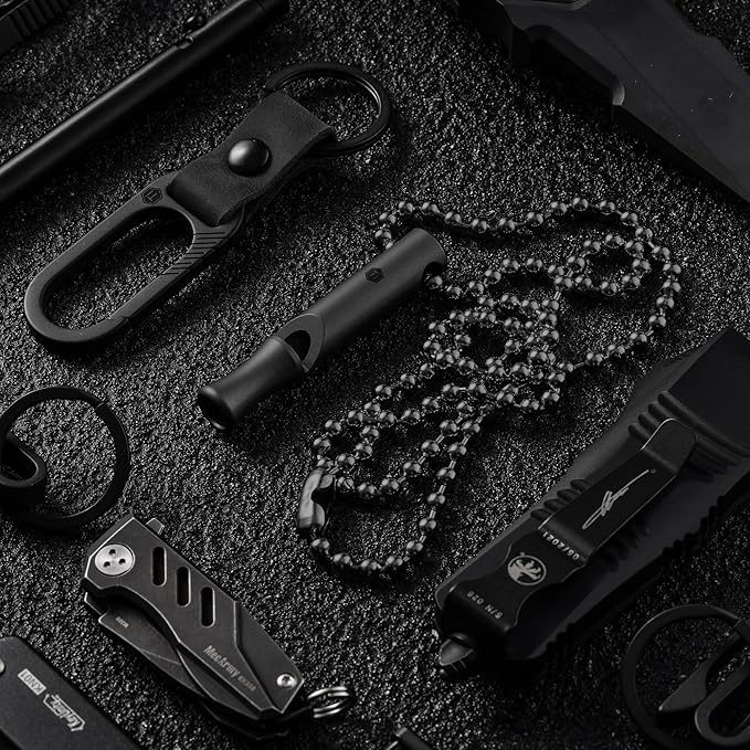 KeyUnity Titanium Emergency Whistle with Metal Lanyard, 120dB+, One-Piece Outdoor Survival Whistle, Ultra-Light, Rustproof