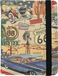 Passport Holder for Women and Men PU Leather Passport Cover for Travel (American Vintage Route 66)