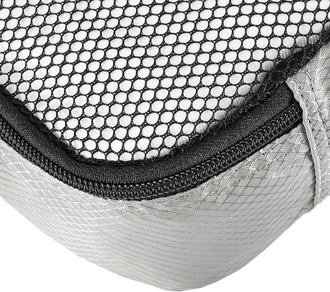 Amazon Basics Slim Packing Cubes for Travel, Packing Organizers, 4-Piece-Set With Double Zipper Pulls and Mesh Top Panel, 100% Durable Polyester, Gray, 14"L x 5"W x 3"H