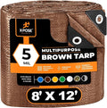 Multipurpose Protective Cover Brown Poly Tarp 8' x 12' - Durable, Water Resistant, Weather Resistant - 5 Mil Thick Polyethylene - by Xpose Safety - by Xpose Safety