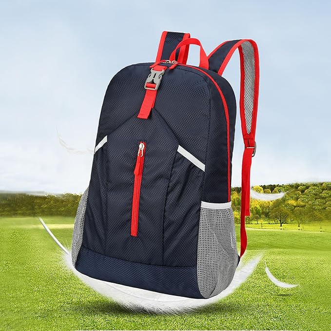 25L Hiking Backpack Foldable Sports Daypack Camping Collapsible Bag Water Repellent Lightweight Travel Men Women (Dark Blue)