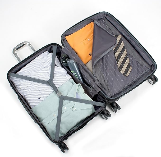 Delsey Luggage Aero 3 Piece Set (21"/25"/29") Spinner Suitcase (Platinum)
