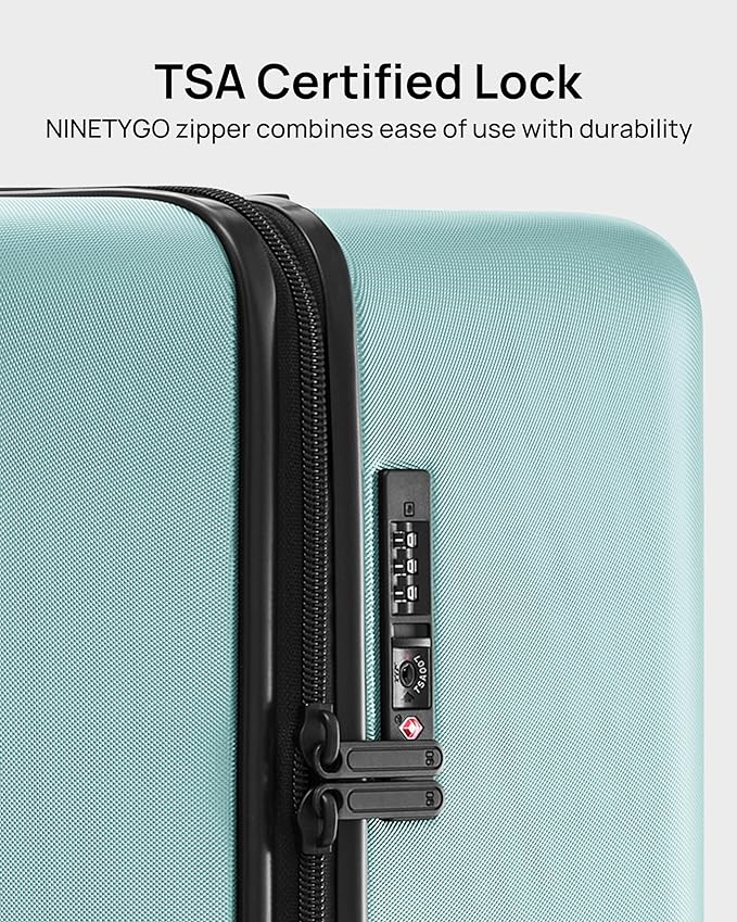 Trunk Luggage 22 Inch, Small Checked Luggage with Double Spinner Wheels, Anti-Burst Zipper, Hard Case PC Suitcase, Lightweight Travel Luggage, TSA Approved (Crystal Green, Hudson)