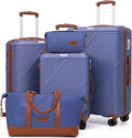 Luggage Sets 5 Piece, Suitcases With Wheels, Lightweight Travel Luggage Set With TSA Lock, ABS Hardshell Carry On Suitcase Set, Lavender