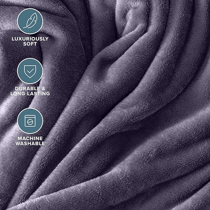 Bare Home Fleece Blanket - Throw/Travel - Ultra-Soft Lightweight for Bed, Sofa, and Couch - Luxury Microplush - Cozy Warm Blanket (Throw/Travel, Dusty Purple)