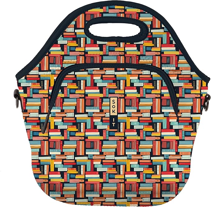 Sok It LunchTote Zippered Bag Insulated Neoprene Caddy (Well Read, X-Large 6.5 Quart Lunch Tote)