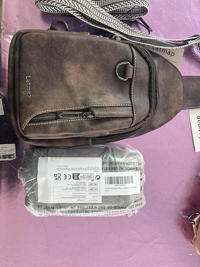 7L Sling Bag for Women Men Leather Small Sling Backpack Daypack Anti Theft Fanny Pack Crossbody Purse Travel