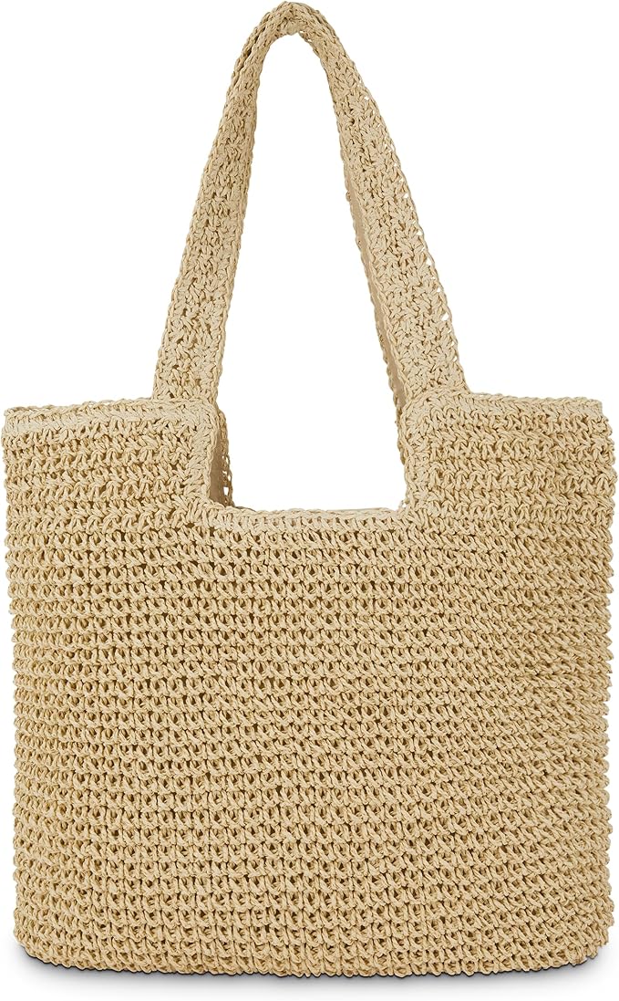 Straw Beach Tote Bag: Large Summer Boho Woven Bags - Rattan Handmade Shoulder Handbags for Women