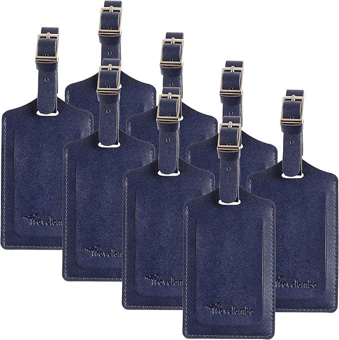 8 Pack Leather Luggage Travel Bag Tags by Travelambo