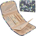 Pavilia Foldable Jewelry Organizer - Travel Roll Bag with Compartments for Earrings, Rings, Necklaces, Bracelets - Packing Accessory