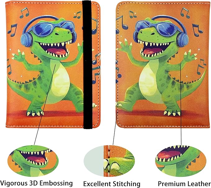Dinosaur Passport Holder for Women and Men PU Leather Passport Cover for Travel