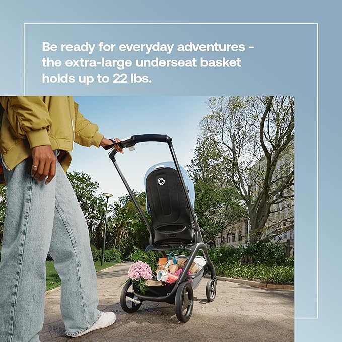 Bugaboo Dragonfly City Stroller, Lightweight Compact Baby Stroller with One Hand Easy Fold in Any Position, Full Suspension, XL Underseat Basket, Black Chassis and Forest Green Sun Canopy