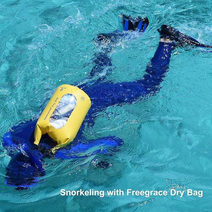 Freegrace Waterproof Dry Bags Set of 3 Dry Bag with 2 Zip Lock Seals & Detachable Shoulder Strap, Waist Pouch & Phone Case - Can Be Submerged Into Water (Black, 20L)