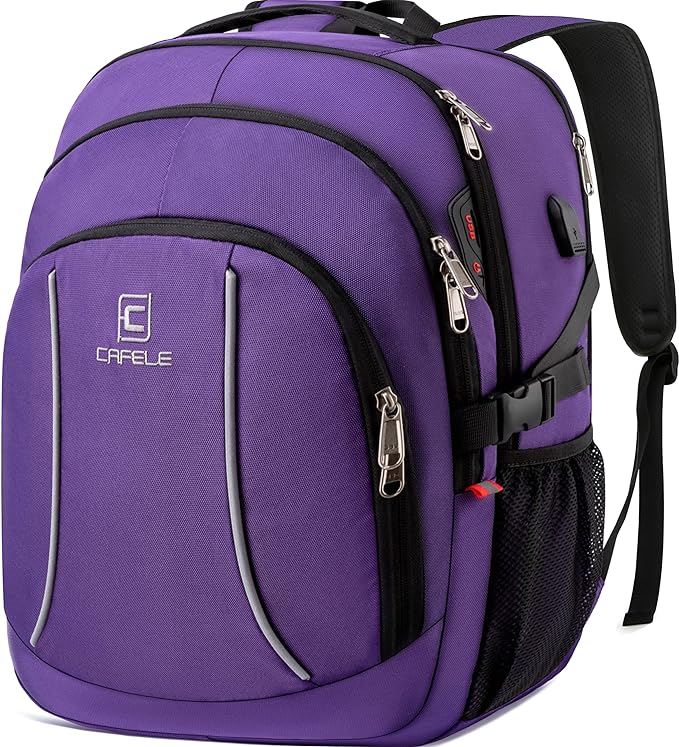 Travel Laptop Backpack,17.3 Inch Large Capacity College School Bookbags,RFID Anti Theft Pocket,Durable Water Resistant Backpacks Computer bagpack for Women Girls Teenagers Casual Daypack,Purple