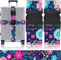 Slohif Luggage Straps for Suitcases Travel Belt Accessories Luggage Connector Identifiers Over Handle with Buckle Unique Nylon Adjustable Strap for Sleeping Bag Car Seat Flower (2 Pack)