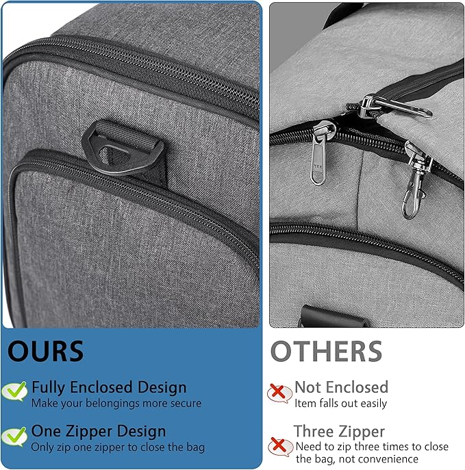 Garment Duffle Bags for Travel, YKK Zippers Carry On Convertible Suit Bag with Waterproof Compartment & Shoe Compartment & Shoulder Strap