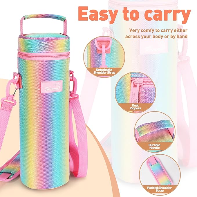 Tirrinia Single Bottle Wine Carrier Bag, Insulated Travel Cooler Tote with Shoulder Strap for Picnic, Party, BYOB Restaurant, Portable One Bottle Chiller Container, Gift for Wine Lovers
