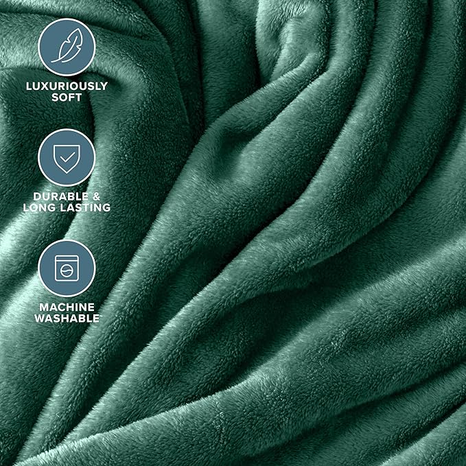 Bare Home Fleece Blanket - Throw/Travel - Ultra-Soft Lightweight for Bed, Sofa, and Couch - Luxury Microplush - Cozy Warm Blanket (Throw/Travel, Forest Green)