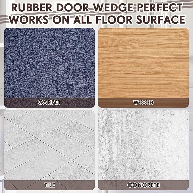 Frienda 4 Pcs Jumbo Door Stoppers Heavy Duty Door Stopper Tall up to 2inch Tall Wedge TPR Large Wedge Stackable Big Rubber Doorstop for Hotel Carpet Hardwood Concrete and Tile (Coffee)
