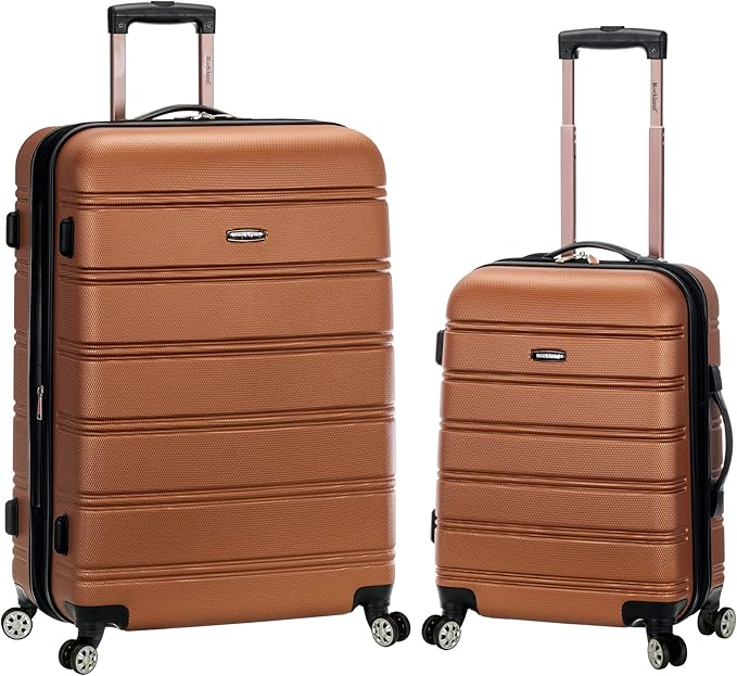 Rockland Melbourne Hardside Expandable Luggage with Spinner Wheels, Brown, 2 Piece (20/28)