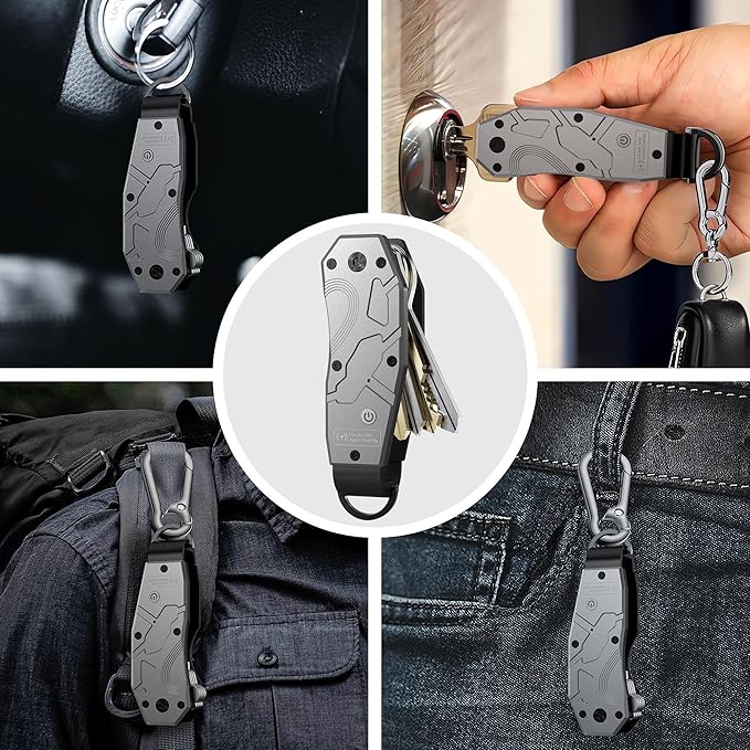 Air Keychain, Key Organizer Works with Apple Find My, Built-in airtag Chips, Holds 2-6 Keys, Car Key Chains with GPS Tracker, Key Finder, Minimalist Key Holder for Men and Women, (iOS Only) (Grey)