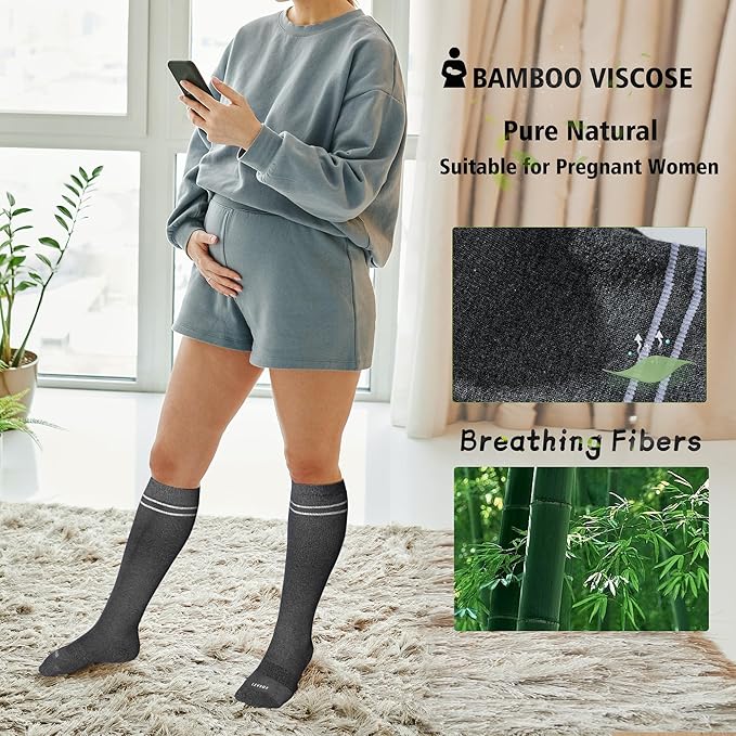 LEVSOX Compression Socks for Pregnant Women 20-30 mmHg Knee High Cute Funny Mens Supports Socks for Nurses, Medical, Travel