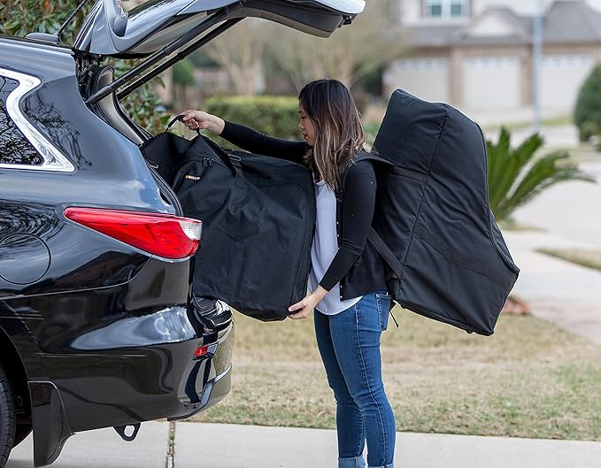 Car Seat Travel Bag — Adjustable, Padded Backpack for Car Seats — Car Seat Travel Tote (Gray with Black Trim)