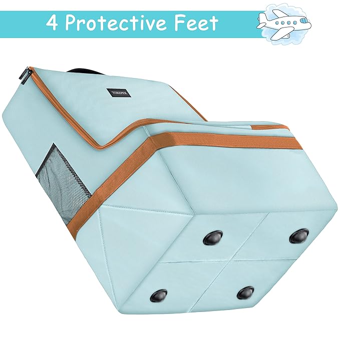 YOREPEK Padded Car Seat Travel Bag for Air Travel, Carseat Cover Backpack with Shoulder Straps, Large Carseat Gate Check Bag, Baby Travel Essential(Light Cyan)