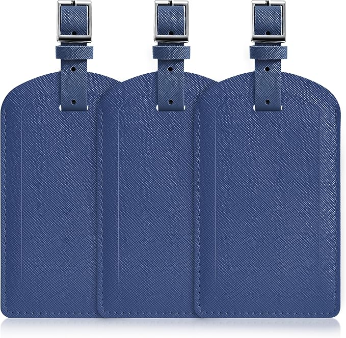 3 Pack Luggage Tags for Suitcases, TSA Approved Bag Tags, Baggage Tags with Privacy Protection, Travel Essentials Luggage Accessories, Dark Blue