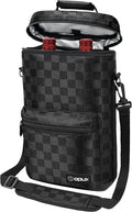 opux Wine Bag 2 Bottle Wine Tote Carrier, Insulated Wine Cooler Bag for Travel Picnic, Leakproof Portable Bottle Padded Case, Wine Gifts For Women Men Wine Lovers Christmas, Black