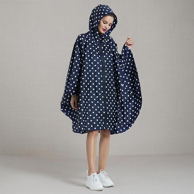 Rain Poncho Jacket Coat Hooded Zipper Style for Women/Men/Adult with Pocket