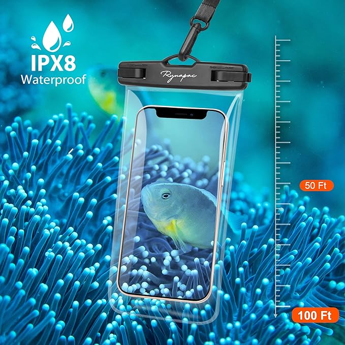 Waterproof Phone Pouch Bag - 7.5in Waterproof Phone Case for Beach Travel Must Haves, IPX8 Cellphone Dry Bag with Lanyard for iPhone 16 15 Pro Max Galaxy S25 Pixel 8a, Cruise Essentials