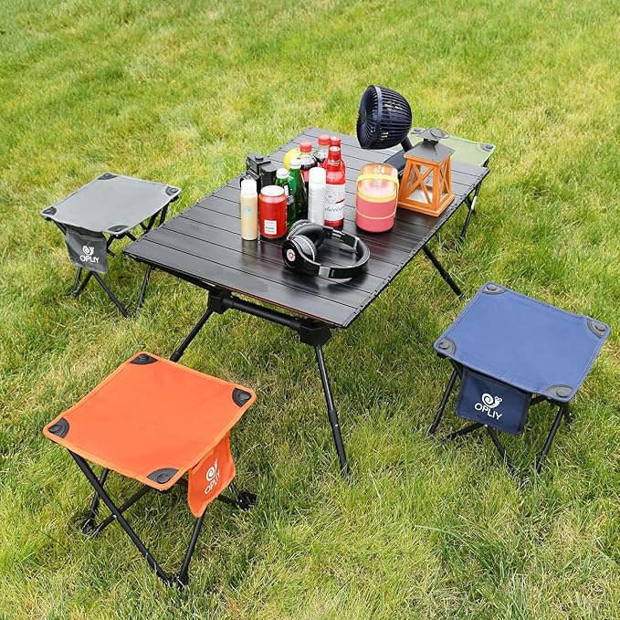Opliy Camping Stool, Folding Small Chair Portable Camp Stool for Camping Fishing Hiking Gardening and Beach, Camping Seat with Carry Bag (Blue)