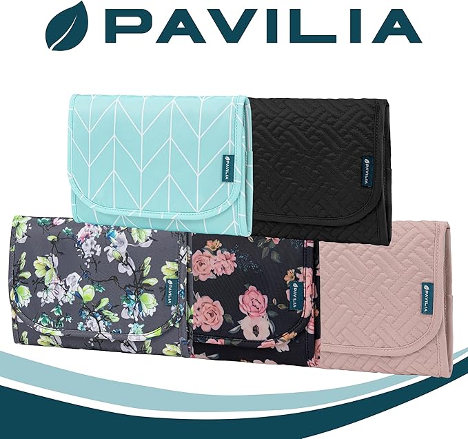 Pavilia Foldable Jewelry Organizer - Travel Roll Bag with Compartments for Earrings, Rings, Necklaces, Bracelets - Packing Accessory
