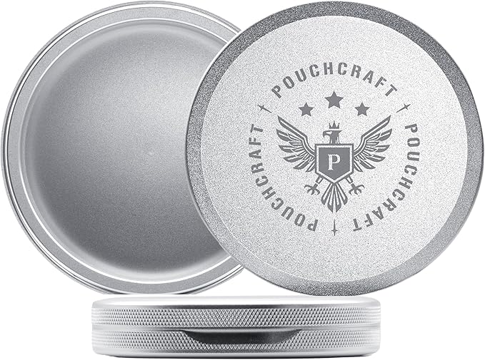 Metal Pouch Can | Metal Container | Slim EDC Pocket Tin | Airtight & Moisture-Resistant | Compact Daily Organizer | Pill Case & Travel Tin | Father’s Day Gift for Dad | (Insignia Ed, Silver, Slim)