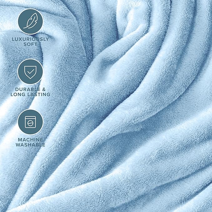 Bare Home Fleece Blanket - Twin/Twin Extra Long - Ultra-Soft Lightweight for Bed, Sofa, and Couch - Luxury Microplush - Cozy Warm Blanket (Twin/Twin XL, Light Blue)