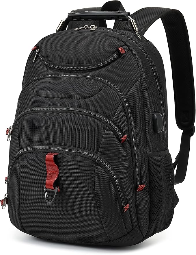 Boniyee Travel Backpack 17.3 Inch, Business Anti-Theft Laptop Bag with USB Charging Port, Waterproof