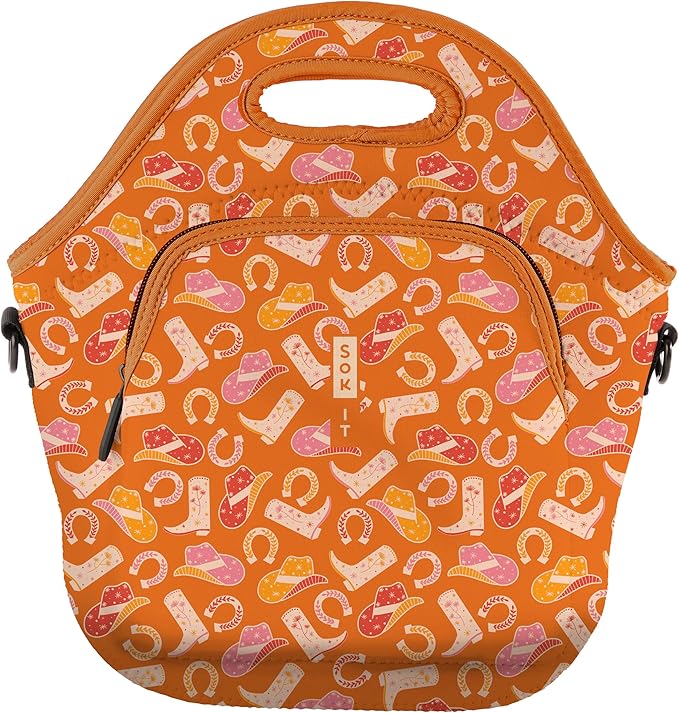 Sok It LunchTote Zippered Bag Insulated Neoprene Caddy (Cowgirl Couture, X-Large 6.5 Quart Lunch Tote)