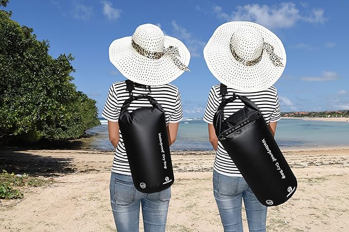 Freegrace Waterproof Dry Bags Set Of 3 Dry Bag With 2 Zip Lock Seals & Detachable Shoulder Strap, Waist Pouch & Phone Case - Can Be Submerged Into Water - For Swimming (Black, 5L)