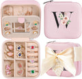 AYGXU Travel Jewelry Box for Women and Girls - Small Case With Initial A-Z - Teacher Gifts