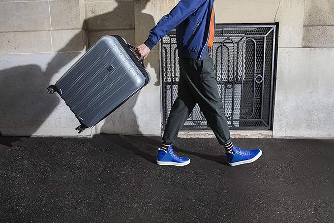 DELSEY PARIS Helium Aero Hardside Expandable Luggage with Spinner Wheels, Peony Pink, Checked-Medium 24 Inch