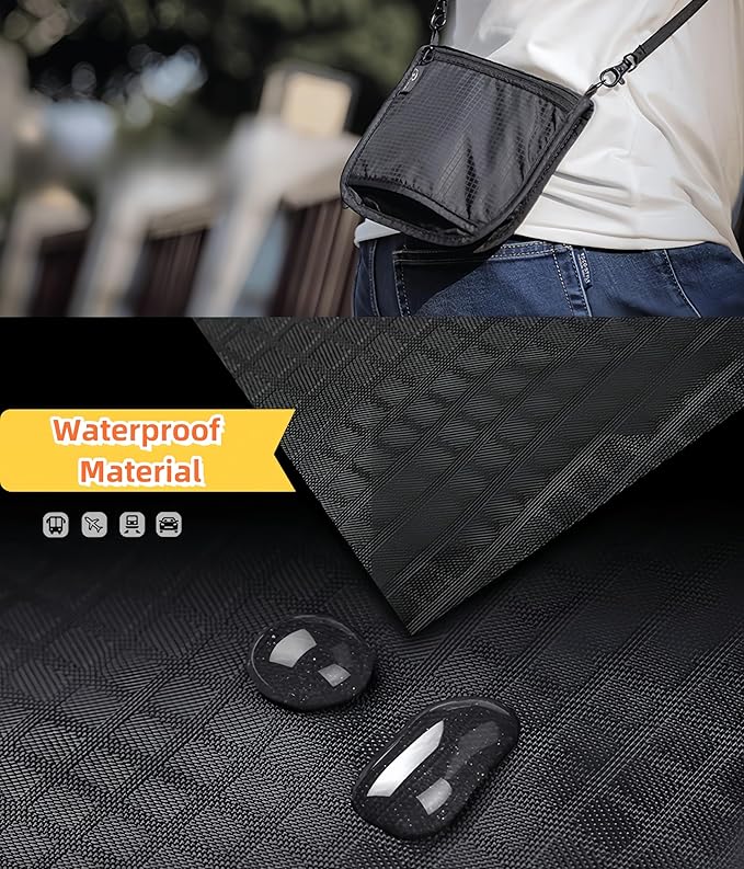Travel Passport Holder 【1 PACK】2 in 1 Slim RFID Blocking Travel Money Belt for Men & Women, Hidden Neck Wallet for Credit Cards, Documents & Cash, Fanny Pack, MA-MO (Black)