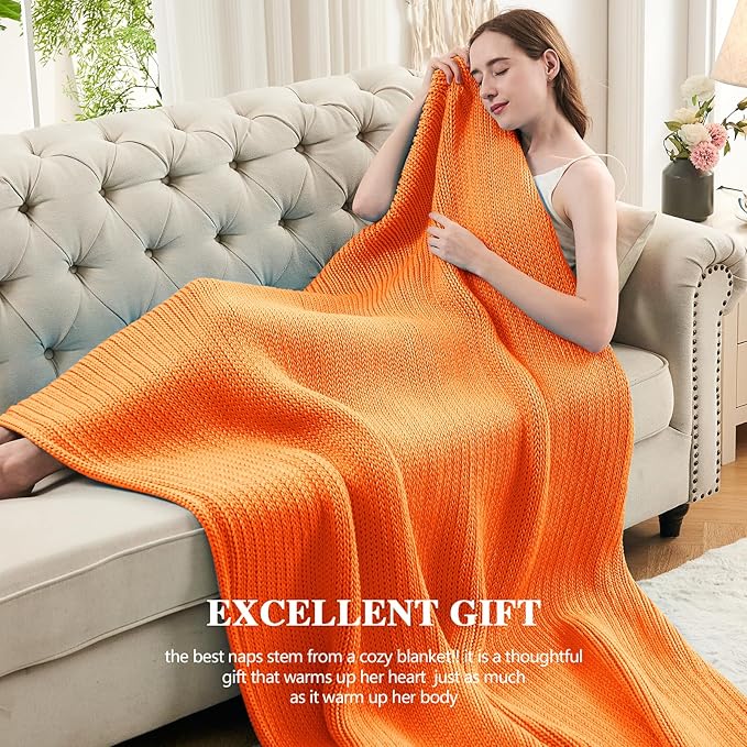 L'AGRATY Knitted Weighted Blanket - 50"x60" 10lbs Cooling Chunky Knit Heavy Blanket for Adults Braided Crochet Throw Thick Cable Yarn Knit Decorative No Beads Evenly Weighted Machine Washable