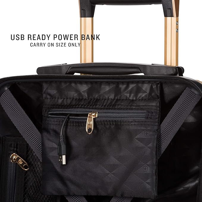 SwissGear 7272 Energie Expandable Hardside Luggage with Spinner Wheels and TSA Lock, Gold, Carry-On 19-Inch