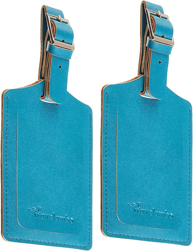 Travelambo Luggage Tags for Suitcases PU Leather Travel Tags Bag Tags Privacy Protection Travel Essentials