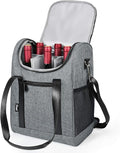 Tirrinia 6 Bottle Wine Cooler Bag - Insulated & Padded Versatile Wine Gift Carrier Tote Bag for Travel, BYOB Restaurant, Wine Tasting, Party, Best Gift for Wine Lover, Grey