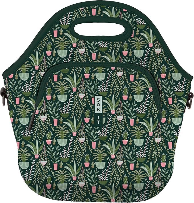 Sok It LunchTote Zippered Bag Insulated Neoprene Caddy (Green Living, X-Large 6.5 Quart Lunch Tote)
