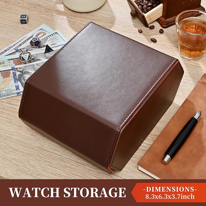 Watch Roll Travel Case for 4 Watchs Storage and Organizer,Leather Watch Box with Innovative Slide Pillows & Solid Dividers for Home, Protect and Display